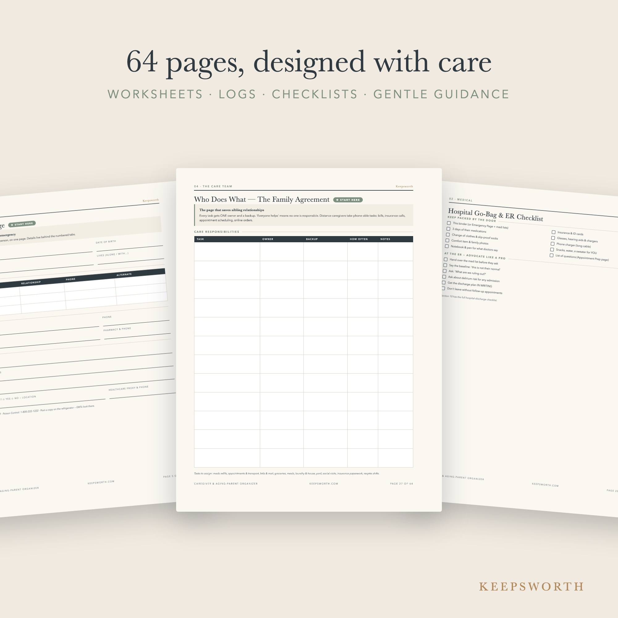 Caregiver & Aging-Parent Organizer — page collage