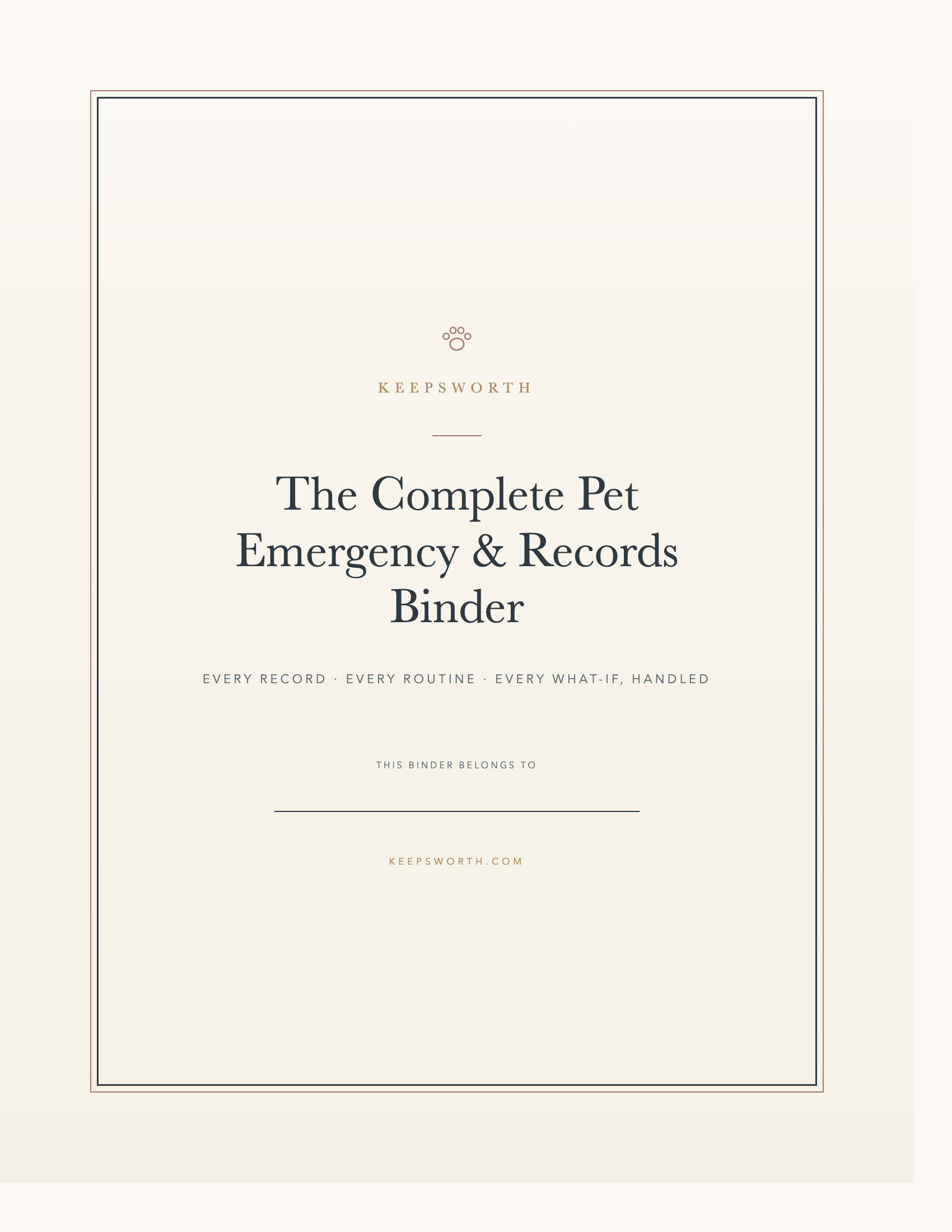 Pet Emergency & Records Binder cover